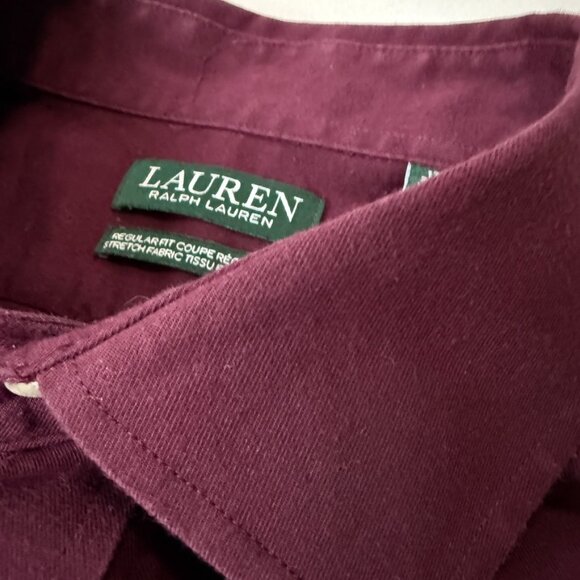 Lauren Ralph Lauren | Burgundy | Regular Fit Stretch Shirt | 17.5 32/33 XL - Picture 3 of 5